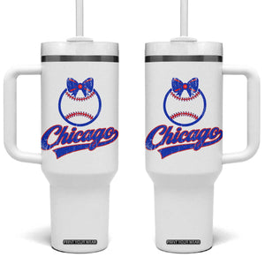 Chicago Coquette Bow Tumbler With Handle Cute Girls Kids Women Baseball Fans TS10 One Size: 40 oz White Print Your Wear