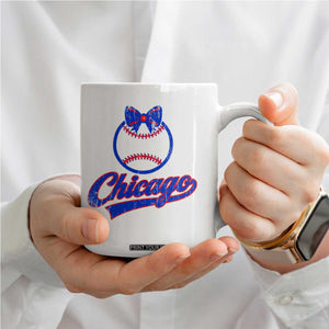Chicago Coquette Bow Coffee Mug Cute Girls Kids Women Baseball Fans TS10 Print Your Wear