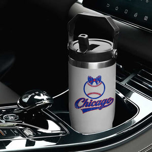 Chicago Coquette Bow Flip Straw Tumbler Cute Girls Kids Women Baseball Fans TS10 Print Your Wear