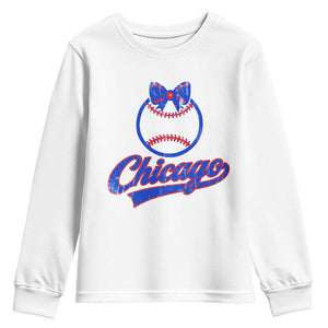 Chicago Coquette Bow Youth Sweatshirt Cute Girls Kids Women Baseball Fans TS10 White Print Your Wear