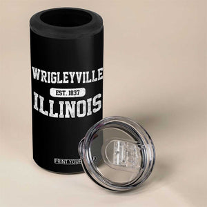 Wrigleyville Illinois 4 in 1 Can Cooler Tumbler Vintage Chicago Classic Distressed Baseball Fan Gift TS10 Print Your Wear