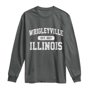 Wrigleyville Illinois Long Sleeve Shirt Vintage Chicago Classic Distressed Baseball Fan Gift TS10 Dark Heather Print Your Wear