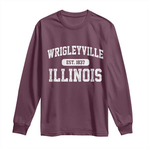 Wrigleyville Illinois Long Sleeve Shirt Vintage Chicago Classic Distressed Baseball Fan Gift TS10 Maroon Print Your Wear