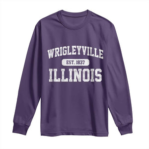 Wrigleyville Illinois Long Sleeve Shirt Vintage Chicago Classic Distressed Baseball Fan Gift TS10 Purple Print Your Wear
