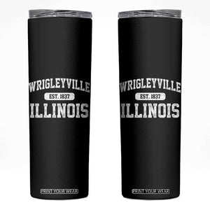Wrigleyville Illinois Skinny Tumbler Vintage Chicago Classic Distressed Baseball Fan Gift TS10 Black Print Your Wear