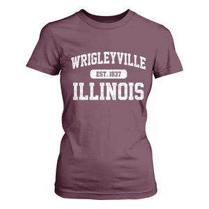 Wrigleyville Illinois T Shirt For Women Vintage Chicago Classic Distressed Baseball Fan Gift TS10 Maroon Print Your Wear
