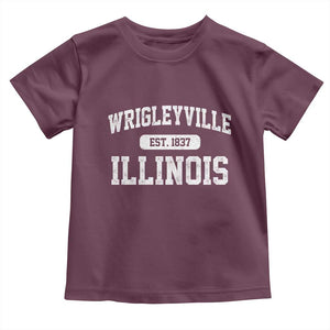 Wrigleyville Illinois Toddler T Shirt Vintage Chicago Classic Distressed Baseball Fan Gift TS10 Maroon Print Your Wear