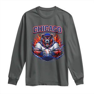 Vintage Chicago Long Sleeve Shirt Retro Baseball Fans TS10 Dark Heather Print Your Wear
