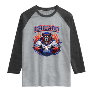 Vintage Chicago Raglan Shirt Retro Baseball Fans TS10 Heather Gray Heather Charcoal Print Your Wear