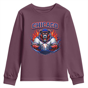Vintage Chicago Youth Sweatshirt Retro Baseball Fans TS10 Maroon Print Your Wear