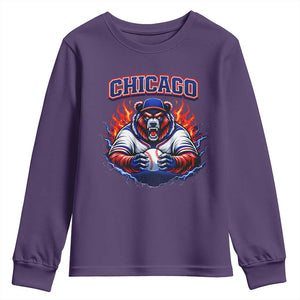 Vintage Chicago Youth Sweatshirt Retro Baseball Fans TS10 Purple Print Your Wear