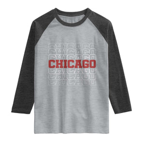 Vintage Chicago Graphic Raglan Shirt US State Pride Baseball Lover TS10 Heather Gray Heather Charcoal Print Your Wear