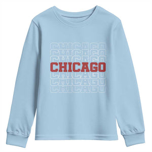 Vintage Chicago Graphic Youth Sweatshirt US State Pride Baseball Lover TS10 Light Blue Print Your Wear