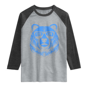 Vintage Cub Raglan Shirt With Sunglasses Retro Baseball Fans TS10 Heather Gray Heather Charcoal Print Your Wear