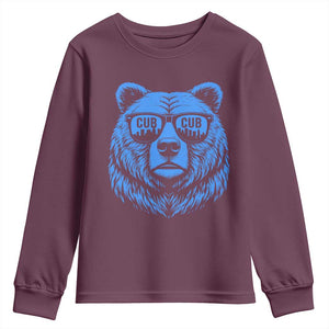 Vintage Cub Youth Sweatshirt With Sunglasses Retro Baseball Fans TS10 Maroon Print Your Wear