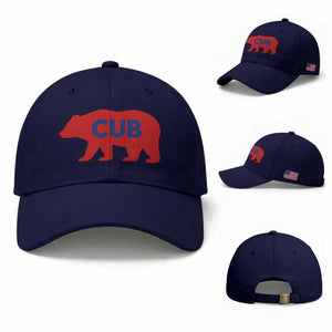 Vintage Cub Baseball Cap Retro Sports Bear Baseball Fans TS10 Baseball Cap Universal Fit Dark Blue Print Your Wear
