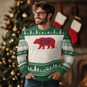 Vintage Cub Ugly Christmas Sweater Retro Sports Bear Baseball Fans TS10 Beige Green Print Your Wear