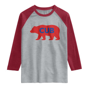 Vintage Cub Raglan Shirt Retro Sports Bear Baseball Fans TS10 Heather Gray Heather Red Print Your Wear