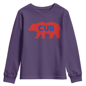 Vintage Cub Youth Sweatshirt Retro Sports Bear Baseball Fans TS10 Purple Print Your Wear