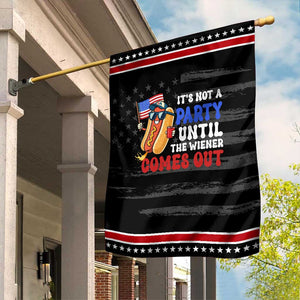 4th of July It's Not A Party Until The Wiener Comes Out Garden Flag Funny Hot Dog Independence Day Patriotic Weenies TS10 Distressed Black Red Print Your Wear
