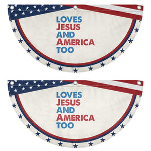Loves Jesus and America Too Patriotic Fan Flag 4th of July