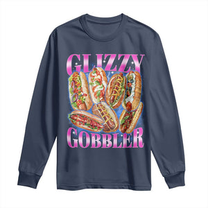 Glizzy Gobbler Hot Dog Meme Long Sleeve Shirt Meme Hilarious Hotdog Glizzy Lovers TS10 Navy Print Your Wear