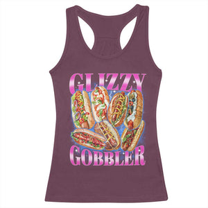 Glizzy Gobbler Hot Dog Meme Racerback Tank Top Meme Hilarious Hotdog Glizzy Lovers TS10 Maroon Print Your Wear