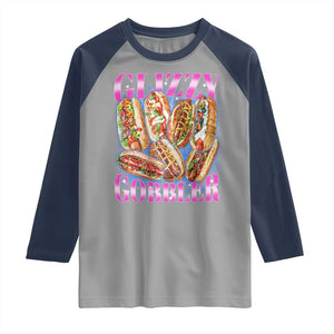 Glizzy Gobbler Hot Dog Meme Raglan Shirt Meme Hilarious Hotdog Glizzy Lovers TS10 Sport Gray Navy Print Your Wear