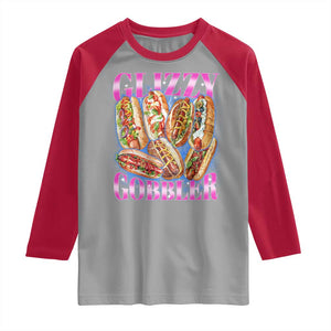 Glizzy Gobbler Hot Dog Meme Raglan Shirt Meme Hilarious Hotdog Glizzy Lovers TS10 Sport Gray Red Print Your Wear