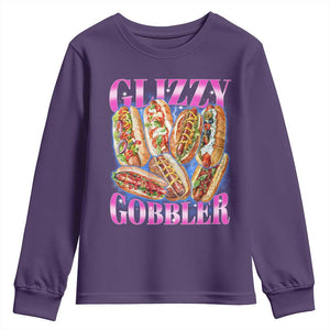 Glizzy Gobbler Hot Dog Meme Youth Sweatshirt Meme Hilarious Hotdog Glizzy Lovers TS10 Purple Print Your Wear