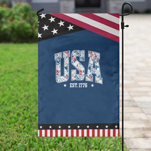 Floral USA Garden Flag Est 1776 Patriotic American Girl 4th of July TS10 Classic Blue Black Print Your Wear
