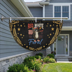 Funny Raccoon July 4th Patriotic Fan Flag Red White and Feral Trash Panda