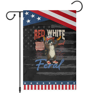 Funny Raccoon July 4th Garden Flag Red White and Feral Patriotic Trash Panda TS10 Distressed Black Blue Print Your Wear
