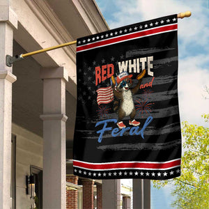 Funny Raccoon July 4th Garden Flag Red White and Feral Patriotic Trash Panda TS10 Distressed Black Red Print Your Wear
