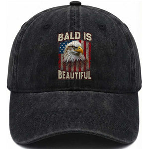 American Flag Bald Eagle Washed Cotton Baseball Cap Bald Is Beautiful Retro 4th of July Independence Day TS10 Washed Cap Universal Fit Black Print Your Wear