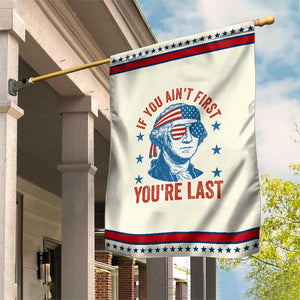 Funny 4th Of July Garden Flag George Washington Stay Strapped Or Get Clapped TS10 Modern Beige Red Print Your Wear