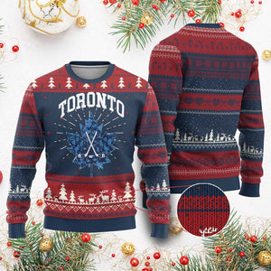 Vintage Canada Hockey Knit Sweatshirt Maple Leafs TS10 Burgundy Print Your Wear