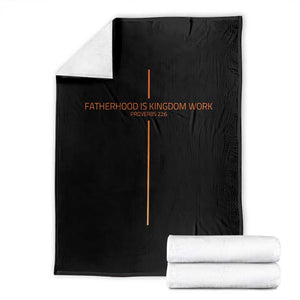 Fatherhood Is Kingdom Work Throw Blanket Vintage Christian Dad Cross