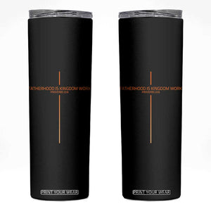 Fatherhood Is Kingdom Work Skinny Tumbler Vintage Christian Dad Cross