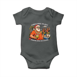 Funny Christmas in July Making Bad Decisions Baby Onesie Tropical Santa Hawaiian Summer Holiday Party TS10 Dark Heather Print Your Wear