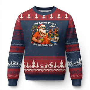 Funny Christmas in July Making Bad Decisions Ugly Christmas Sweater Tropical Santa Hawaiian Summer Holiday Party TS10 Navy Red Print Your Wear