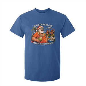 Funny Christmas in July Making Bad Decisions T Shirt For Kid Tropical Santa Hawaiian Summer Holiday Party TS10 Royal Blue Print Your Wear