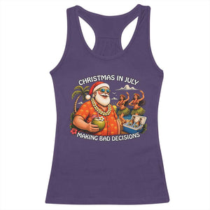 Funny Christmas in July Making Bad Decisions Racerback Tank Top Tropical Santa Hawaiian Summer Holiday Party TS10 Purple Print Your Wear