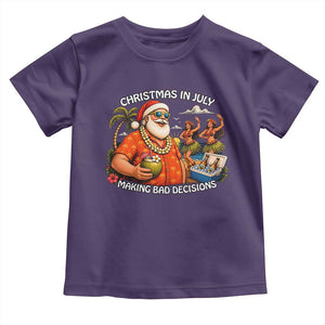 Funny Christmas in July Making Bad Decisions Toddler T Shirt Tropical Santa Hawaiian Summer Holiday Party TS10 Purple Print Your Wear