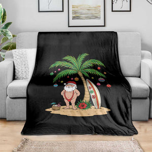 Funny Christmas In July Beach Throw Blanket Mankini Santa Summer Swimsuit Summer Holiday Vacation Graphic TS10 Print Your Wear