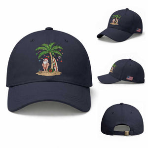 Funny Christmas In July Beach Baseball Cap Mankini Santa Summer Swimsuit Summer Holiday Vacation Graphic TS10 Baseball Cap Universal Fit Navy Print Your Wear