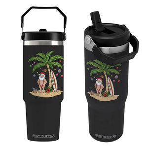 Funny Christmas In July Beach Flip Straw Tumbler Mankini Santa Summer Swimsuit Summer Holiday Vacation Graphic TS10 One Size: 30 oz Black Print Your Wear