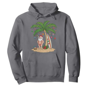 Funny Christmas In July Beach Hoodie Mankini Santa Summer Swimsuit Summer Holiday Vacation Graphic TS10 Charcoal Print Your Wear