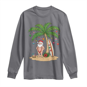 Funny Christmas In July Beach Long Sleeve Shirt Mankini Santa Summer Swimsuit Summer Holiday Vacation Graphic TS10 Charcoal Print Your Wear