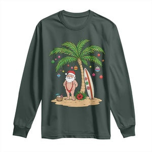 Funny Christmas In July Beach Long Sleeve Shirt Mankini Santa Summer Swimsuit Summer Holiday Vacation Graphic TS10 Dark Forest Green Print Your Wear